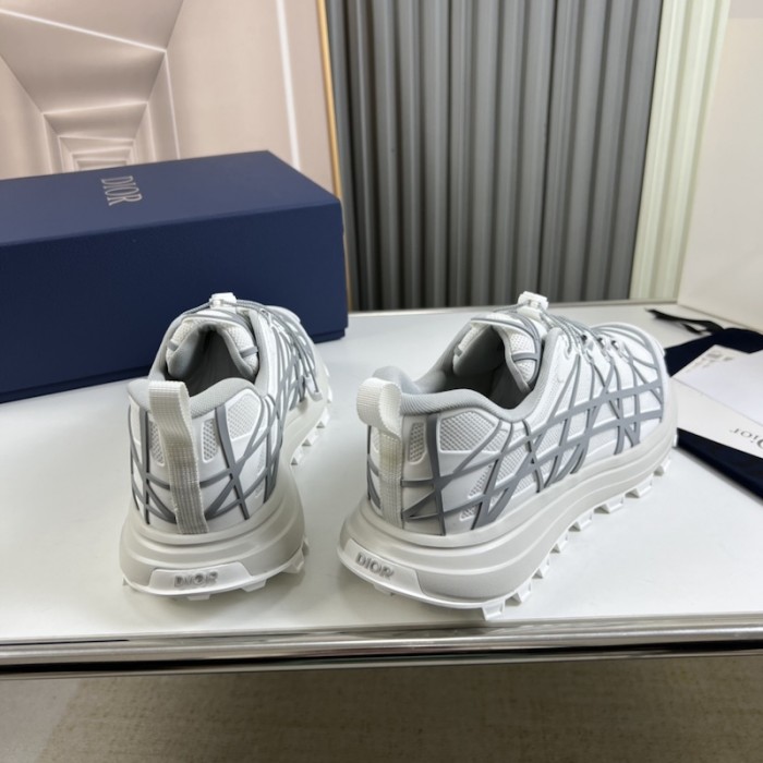 D*or b31 runner sneaker white technical mesh and gray rubber with warped cannage motif