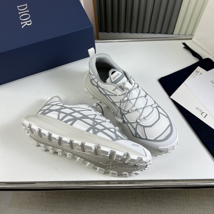 D*or b31 runner sneaker white technical mesh and gray rubber with warped cannage motif