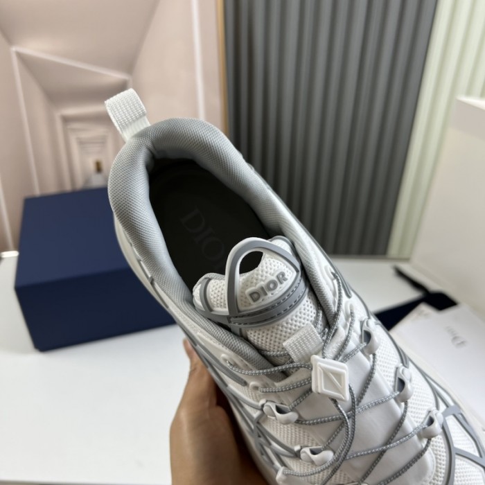 D*or b31 runner sneaker white technical mesh and gray rubber with warped cannage motif