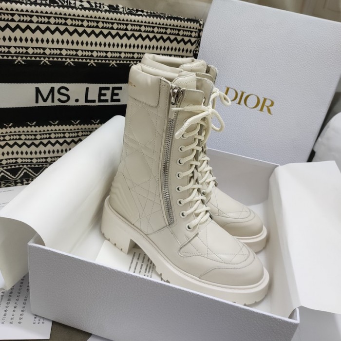 D*or d-leader ankle boot beige quilted cannage calfskin