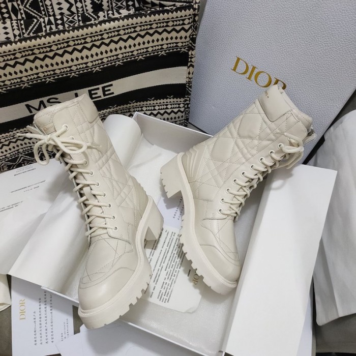 D*or d-leader ankle boot beige quilted cannage calfskin
