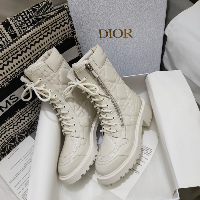 D*or d-leader ankle boot beige quilted cannage calfskin
