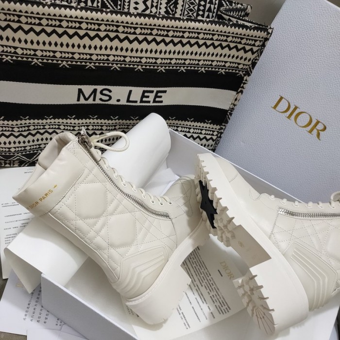 D*or d-leader ankle boot beige quilted cannage calfskin