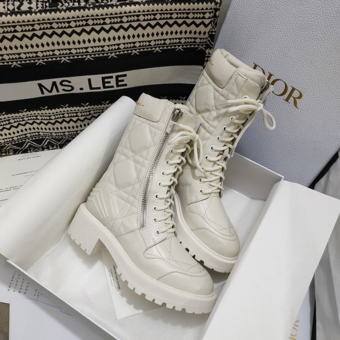 D*or d-leader ankle boot beige quilted cannage calfskin