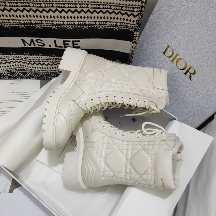D*or d-leader ankle boot beige quilted cannage calfskin