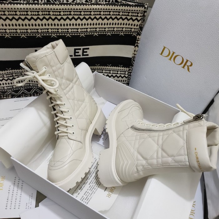 D*or d-leader ankle boot beige quilted cannage calfskin