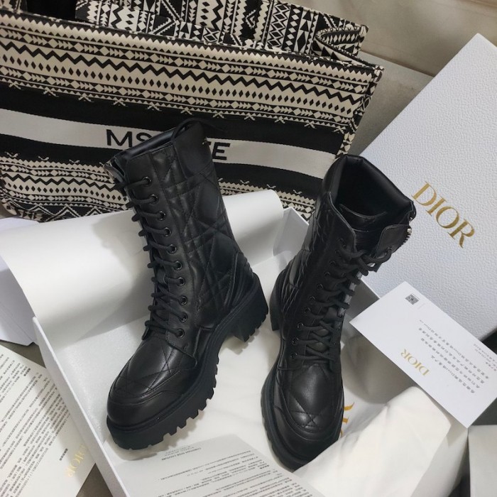 D*or d-leader ankle boot black quilted cannage calfskin