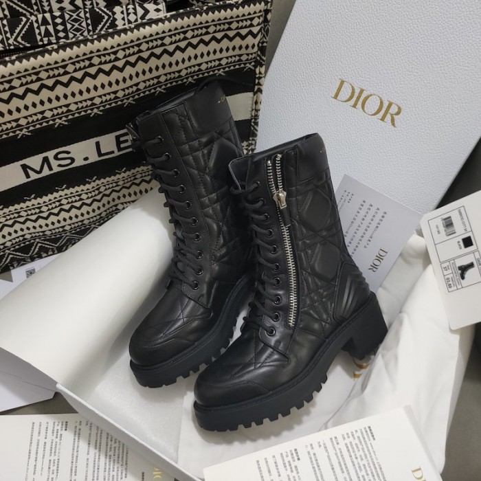 D*or d-leader ankle boot black quilted cannage calfskin
