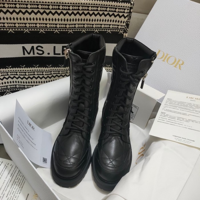D*or d-leader ankle boot black quilted cannage calfskin