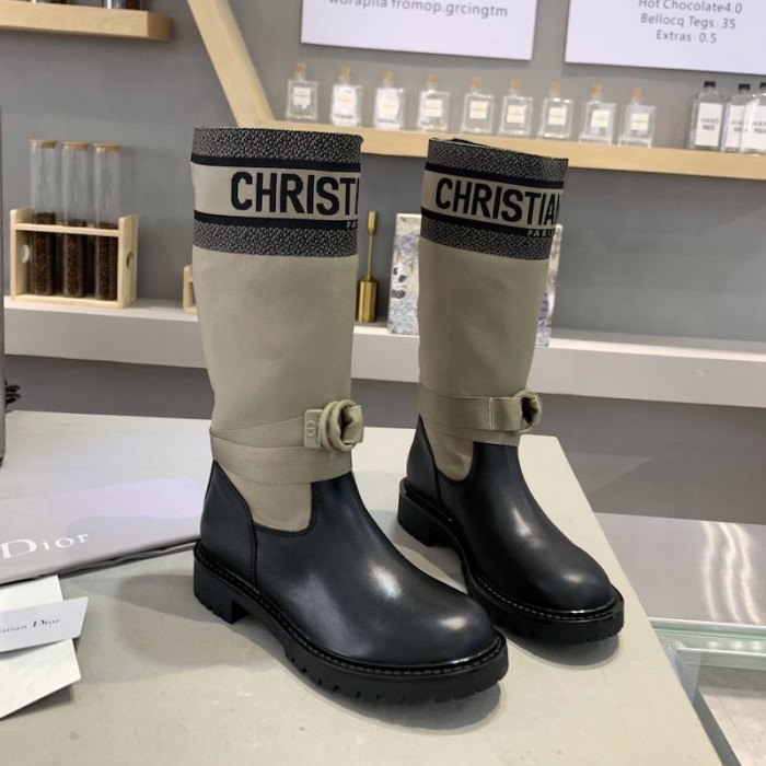 D*or d-major boot taupe and black technical fabric and calfskin