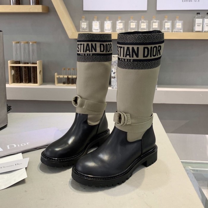 D*or d-major boot taupe and black technical fabric and calfskin