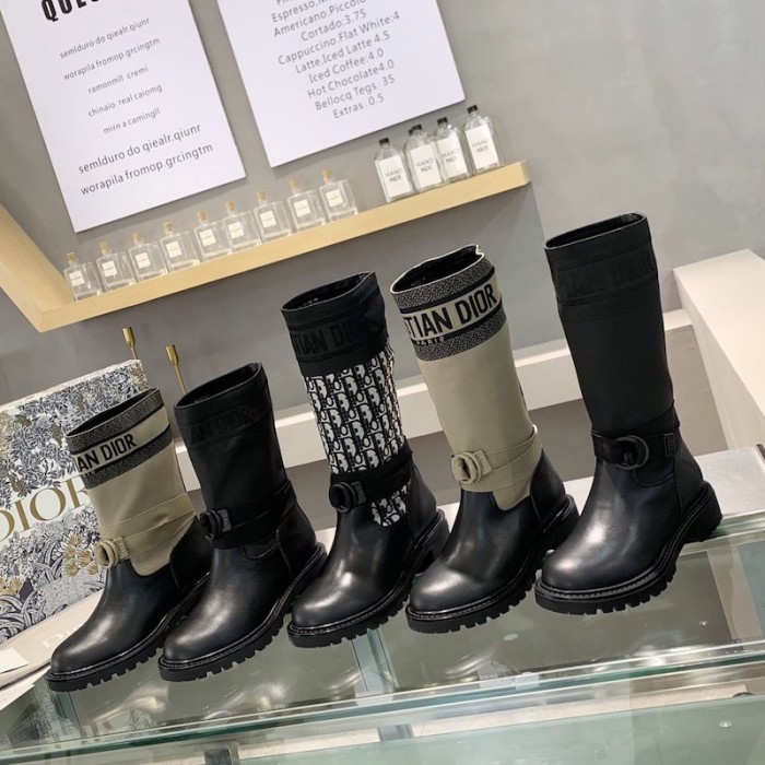 D*or d-major boot taupe and black technical fabric and calfskin