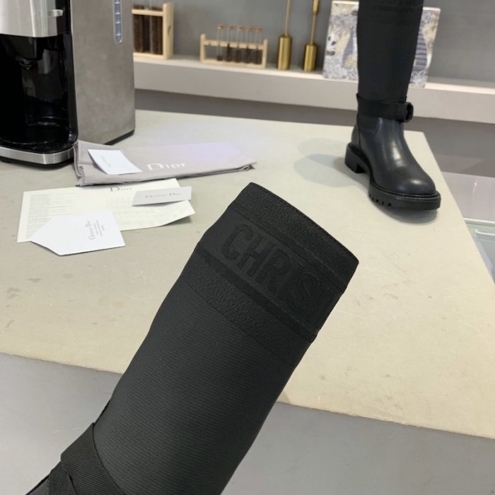 D*or d-major boot black technical fabric and calfskin
