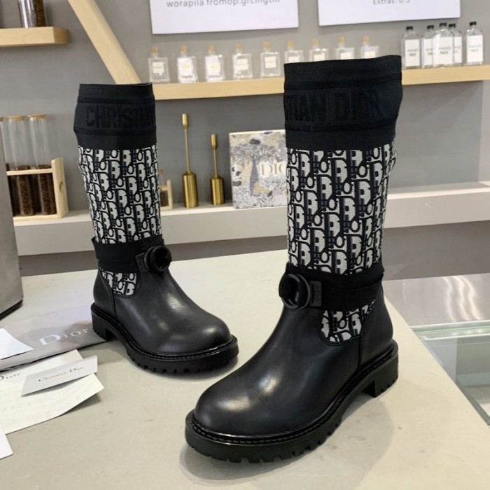D*or d-major boot oblique technical fabric and calfskin