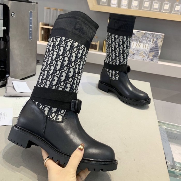 D*or d-major boot oblique technical fabric and calfskin