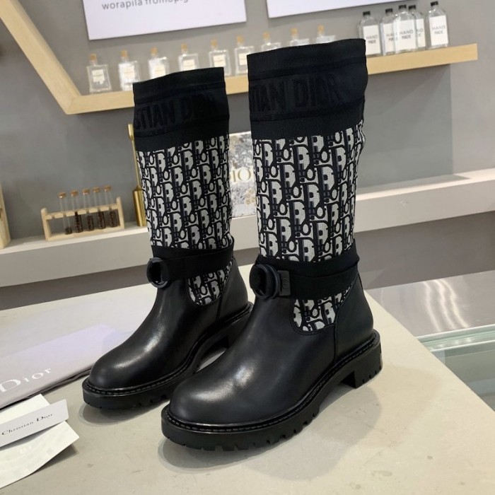 D*or d-major boot oblique technical fabric and calfskin