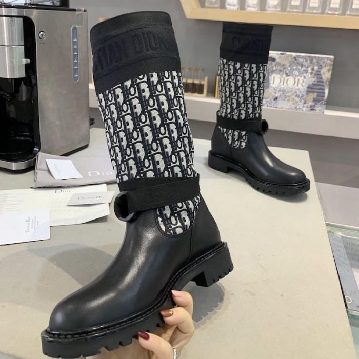 D*or d-major boot oblique technical fabric and calfskin