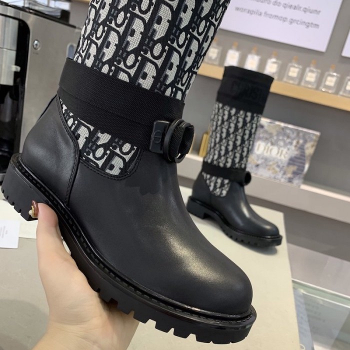 D*or d-major boot oblique technical fabric and calfskin