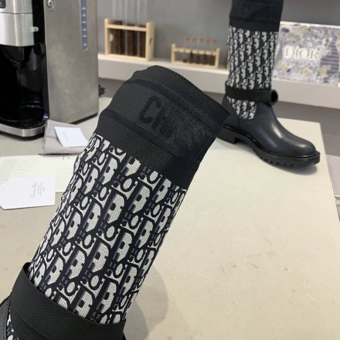 D*or d-major boot oblique technical fabric and calfskin