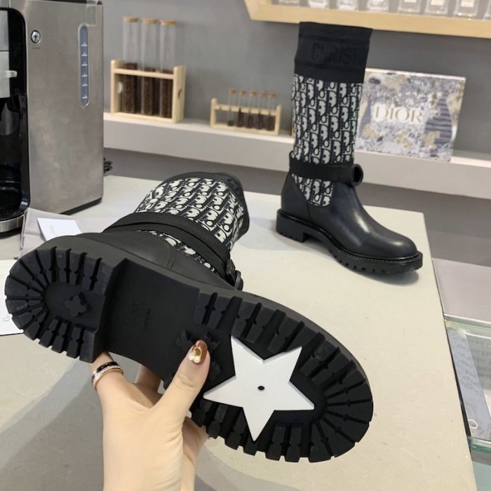 D*or d-major boot oblique technical fabric and calfskin