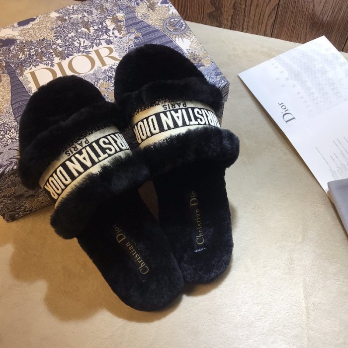D*or dway fur mules slides black