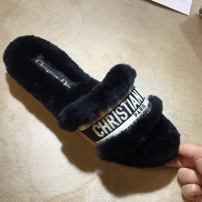 D*or dway fur mules slides black