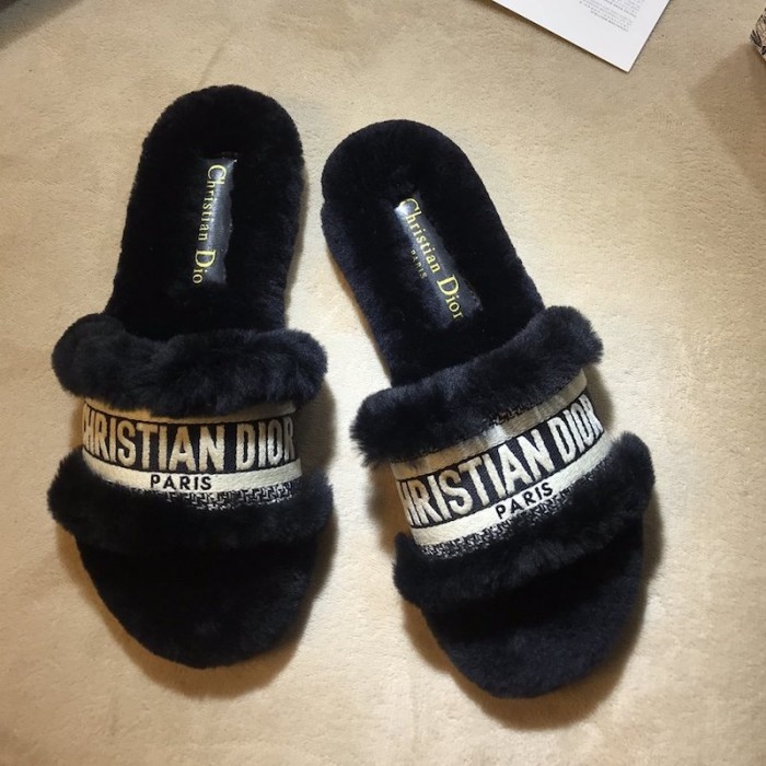 D*or dway fur mules slides black