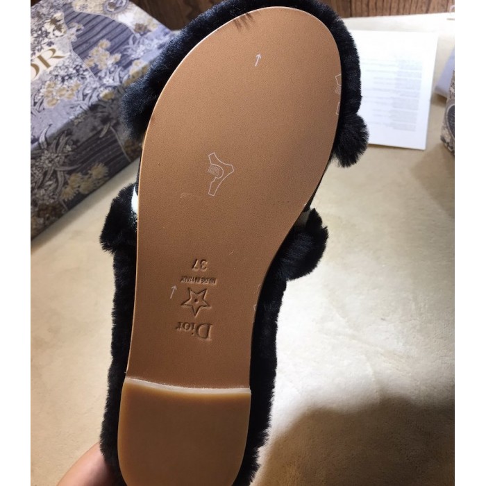 D*or dway fur mules slides black