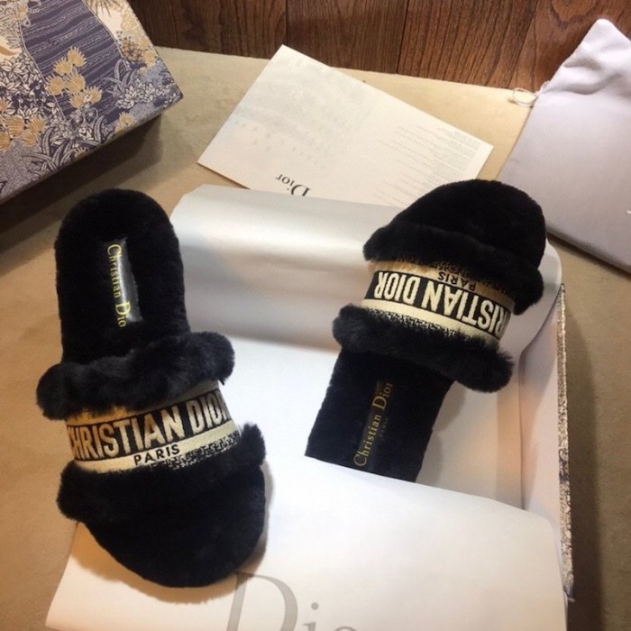 D*or dway fur mules slides black