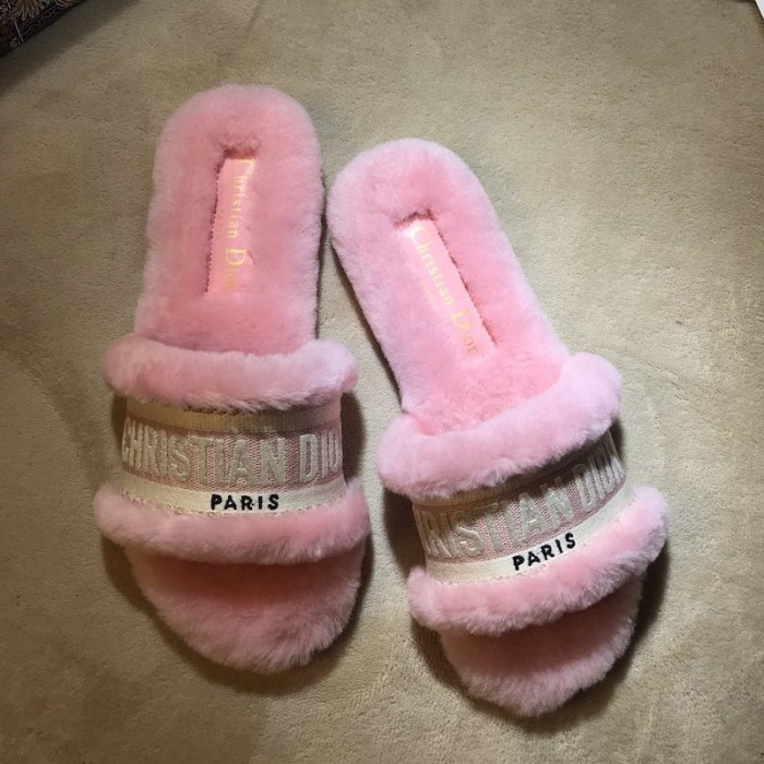 D*or dway fur mules slides pink