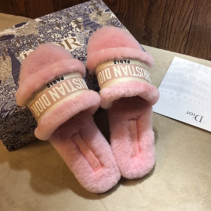 D*or dway fur mules slides pink