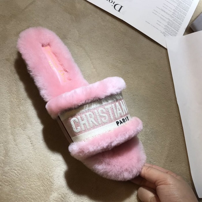 D*or dway fur mules slides pink