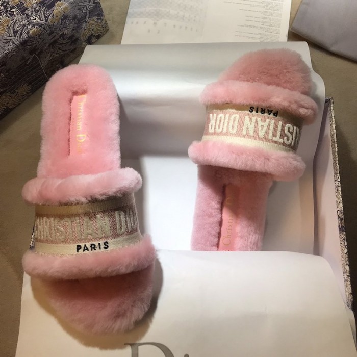 D*or dway fur mules slides pink