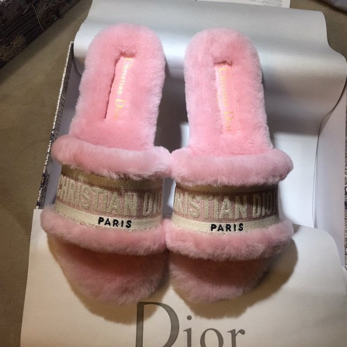 D*or dway fur mules slides pink