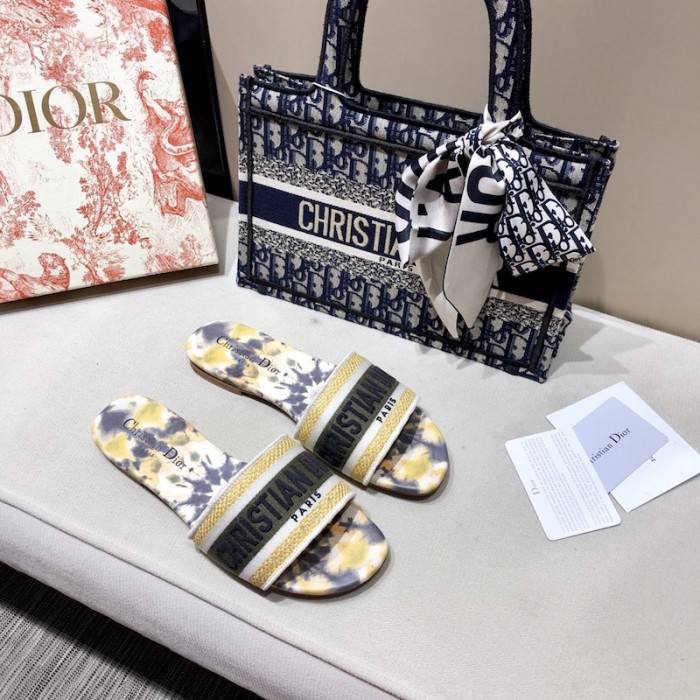 D*or dway slide multicolor embroidered cotton yellow