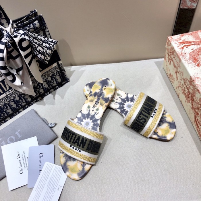 D*or dway slide multicolor embroidered cotton yellow