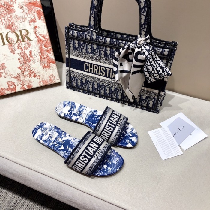 D*or dway slide multicolor embroidered cotton blue
