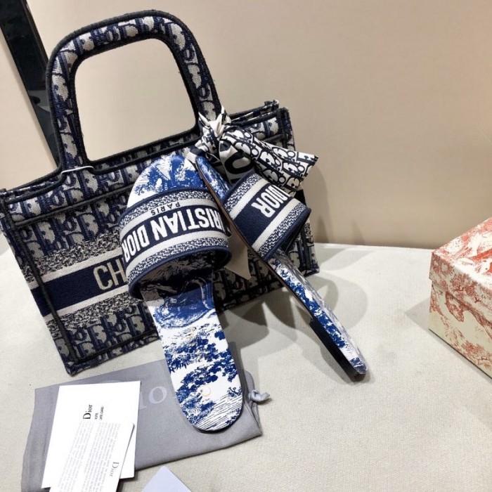 D*or dway slide multicolor embroidered cotton blue