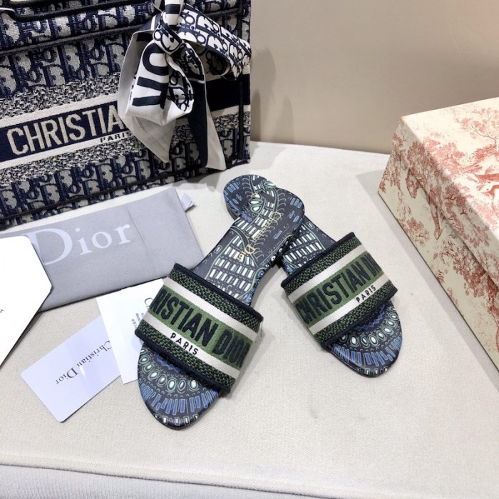 D*or dway slide multicolor embroidered cotton green/ bue