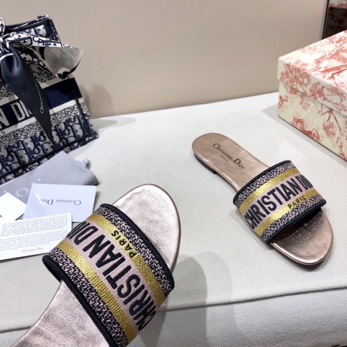 D*or dway slide multicolor embroidered cotton gold