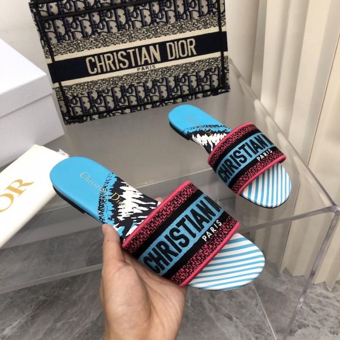 D*or dway slide blue multicolor d-jungle pop embroidered cotton