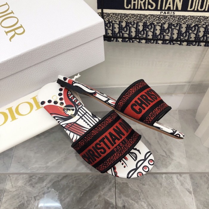 D*or dway slide embroidered cotton with black and red cupidon motif