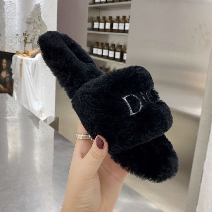 D*or fur women slides black