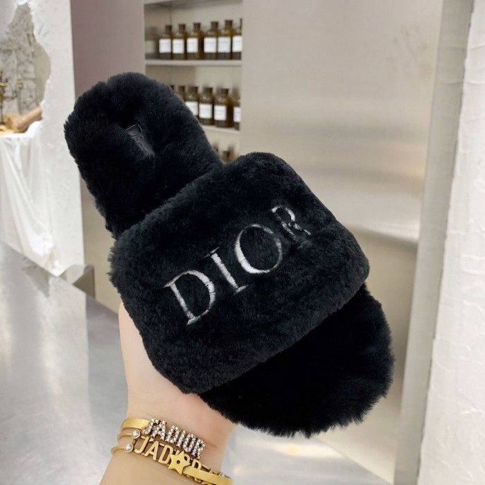 D*or fur women slides black