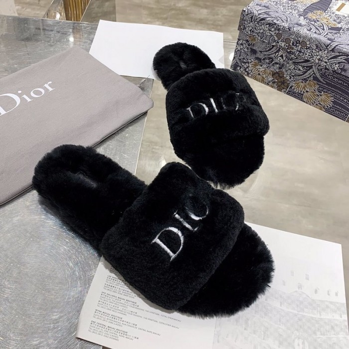 D*or fur women slides black
