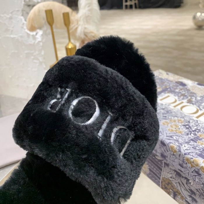 D*or fur women slides black