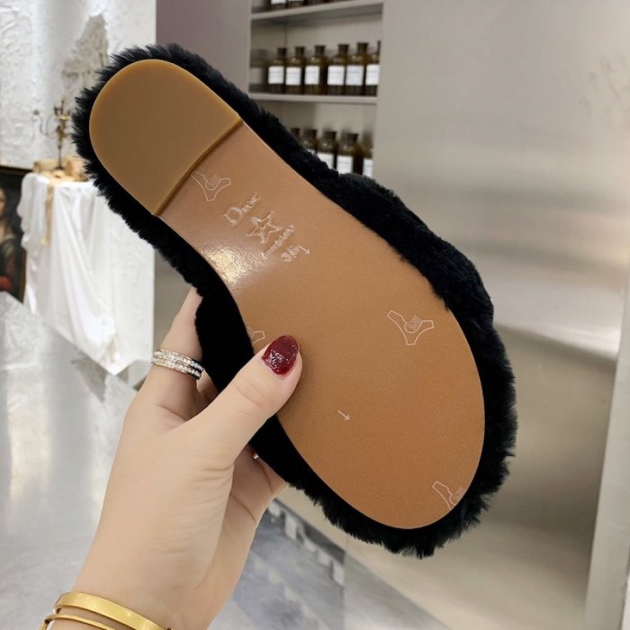 D*or fur women slides black