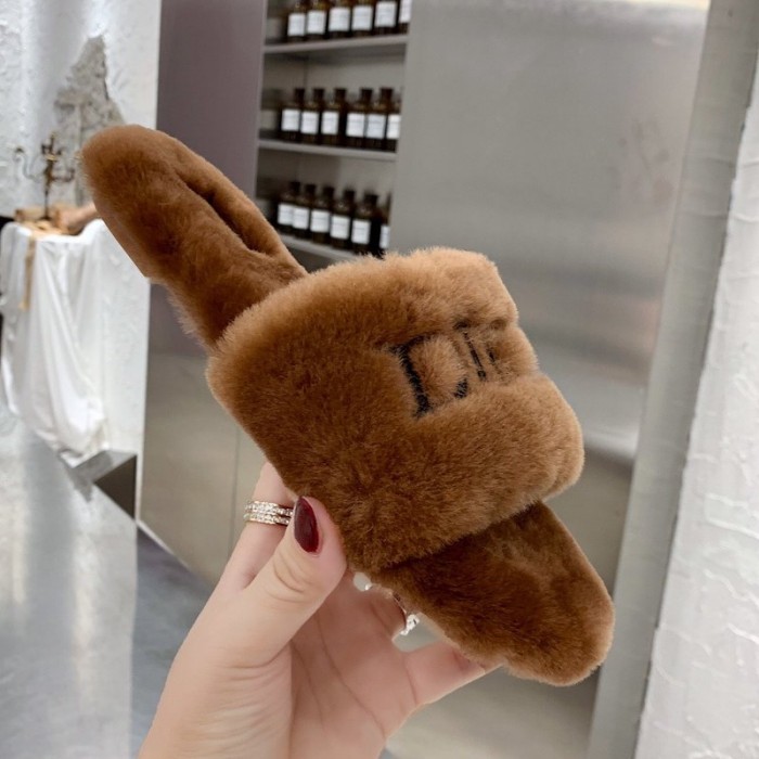 D*or fur women slides brown