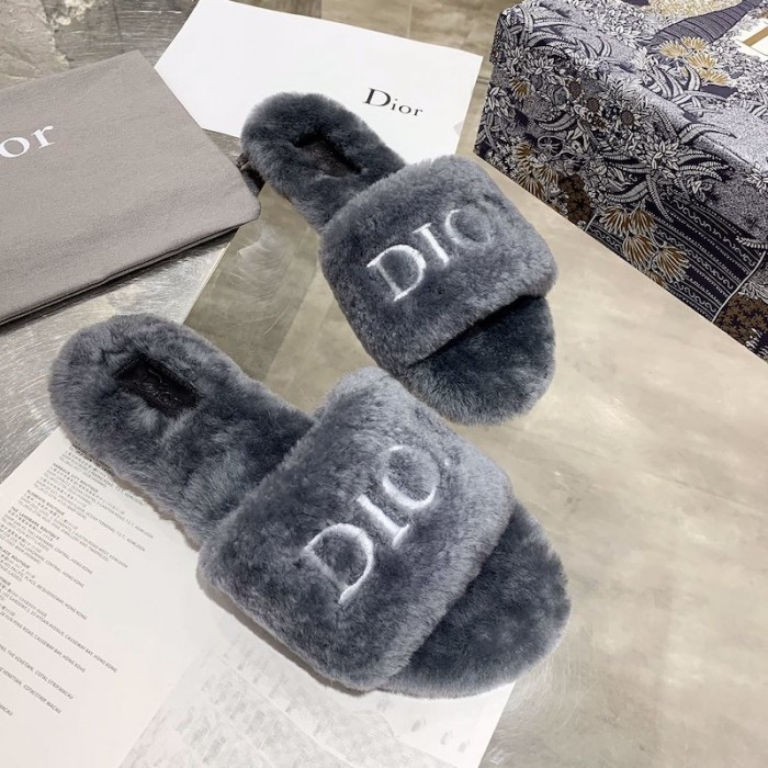 D*or fur women slides grey