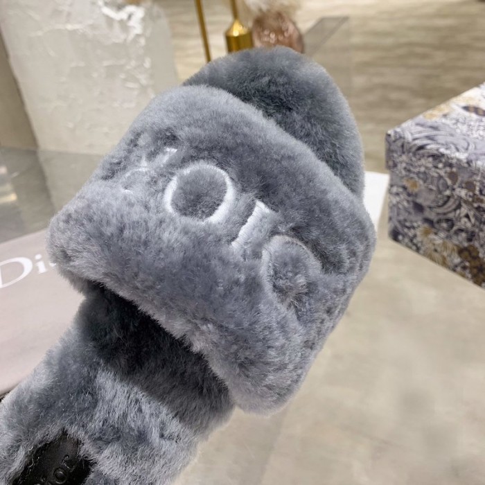 D*or fur women slides grey